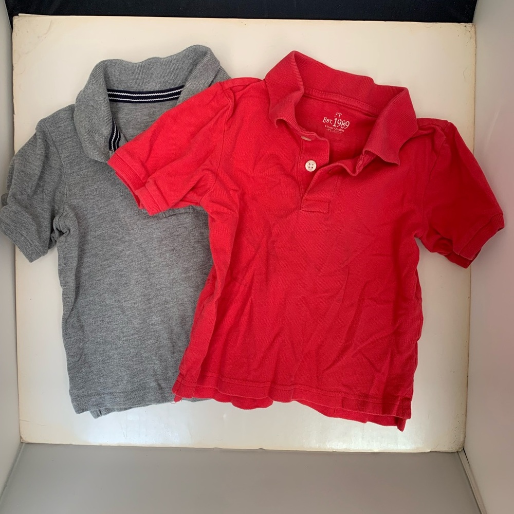 Children’s Place Polos Red and Gray Soft Knit Short Sleeve